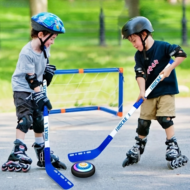 

Floating Hockey Soccer Set Kids Toys, Fun And Active Indoor Games with Lights And Foam Bumpers Fun Hockey Training Equipment
