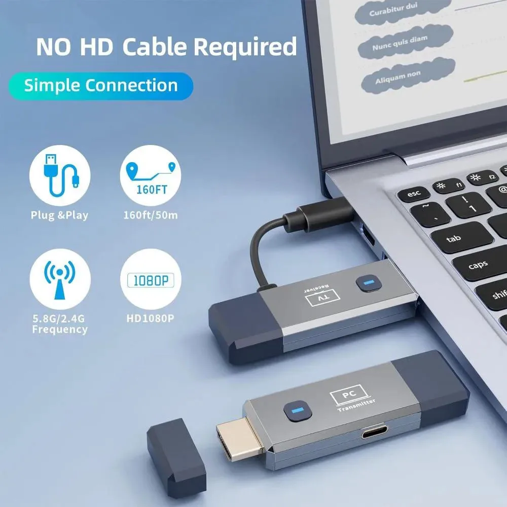 50M Long Range 1080P Wireless HDMI-Compatible Transmitter Receiver Extender For Laptop PC Monitor TV Office Home Projector Use