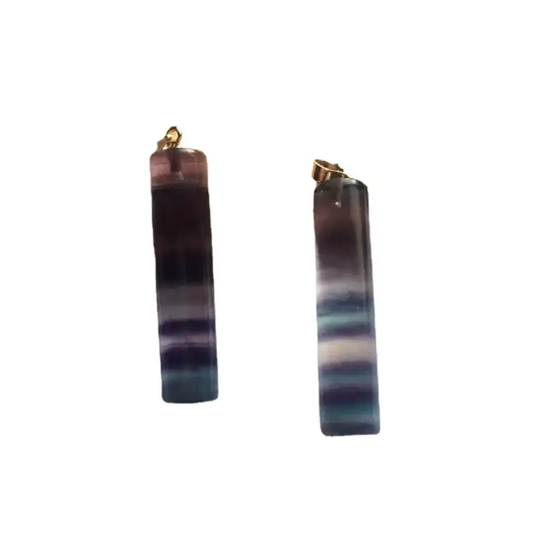 5pcs Natural Rainbow Fluorite Cylinder Crystal Stone Healing Treatment Gemstone Ornament Home Decor DIY Jewelry Necklace