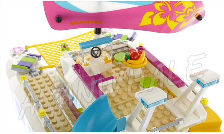614 Stück Friends Sunshine Catamaran Yacht Sea Ship Boat 10760 Modellbausteine Spielzeug für kleine Mädchen, kompatibel mit