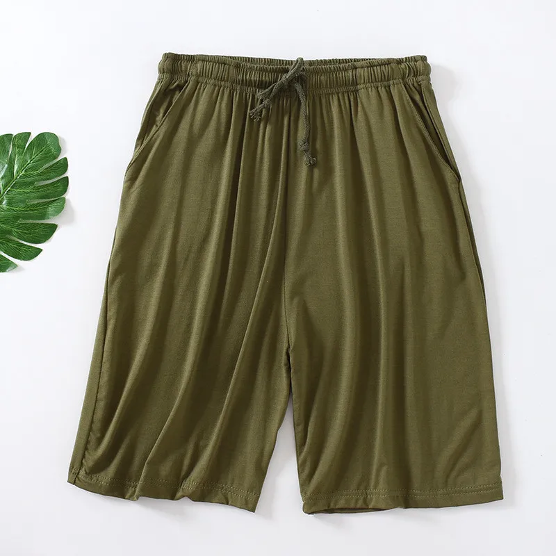 Calça fina de pijama casual solta masculina, shorts caseiros de cinco pontos, tamanho grande, moda praia para dormir, verão