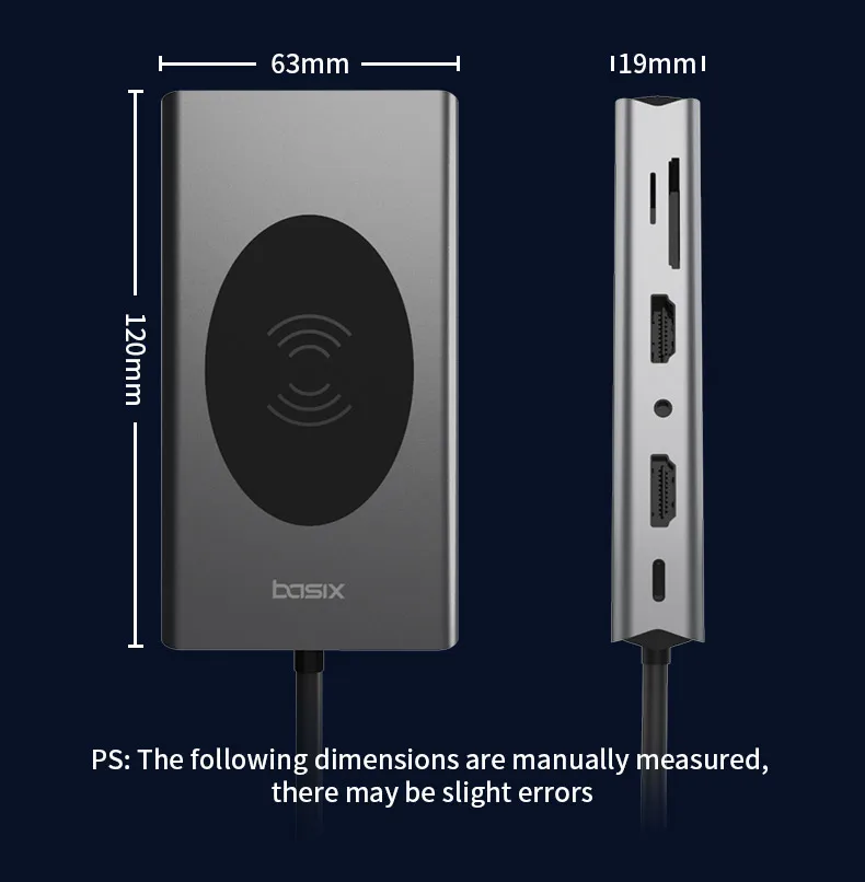 

USB-концентратор для беспроводной зарядки, док-станция 14 в 1, тип c к HD-MI*2 VGA USB3.0*5 SD TF RJ45 PD AUDIO3.5 10 Вт