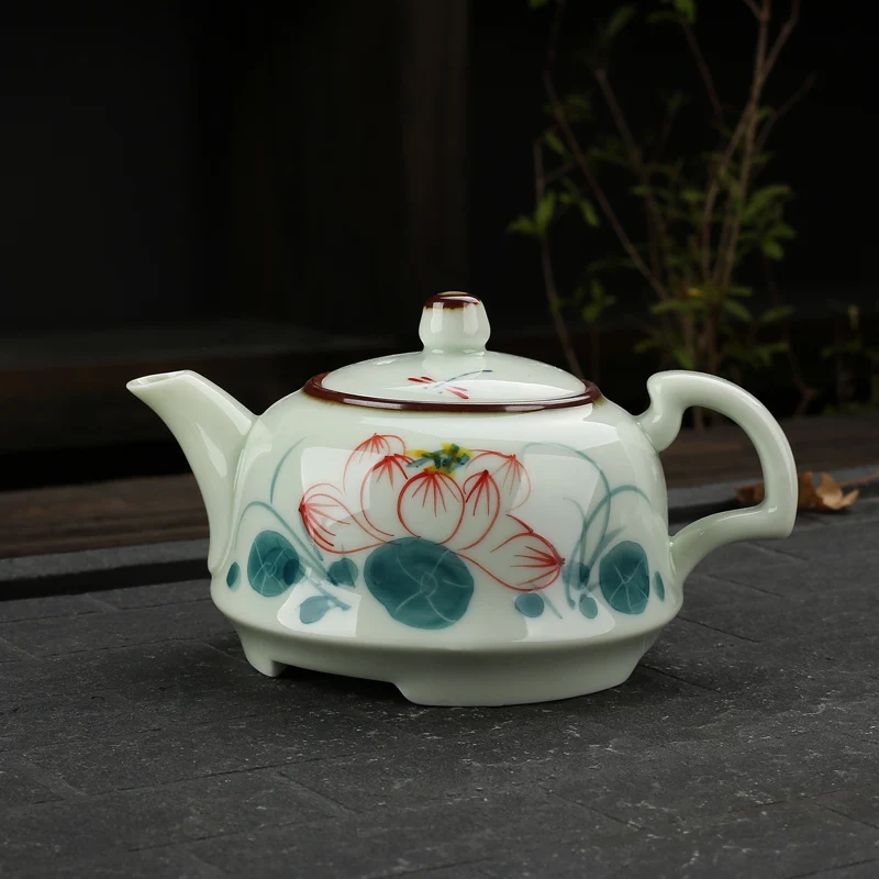 

Handpainted Ceramic Kung Fu Teapot Ceramic Celadon Kiln Kung Fu Tea Single Pot Colorful Handpainting Gongfu Tea Set Pot 175ml