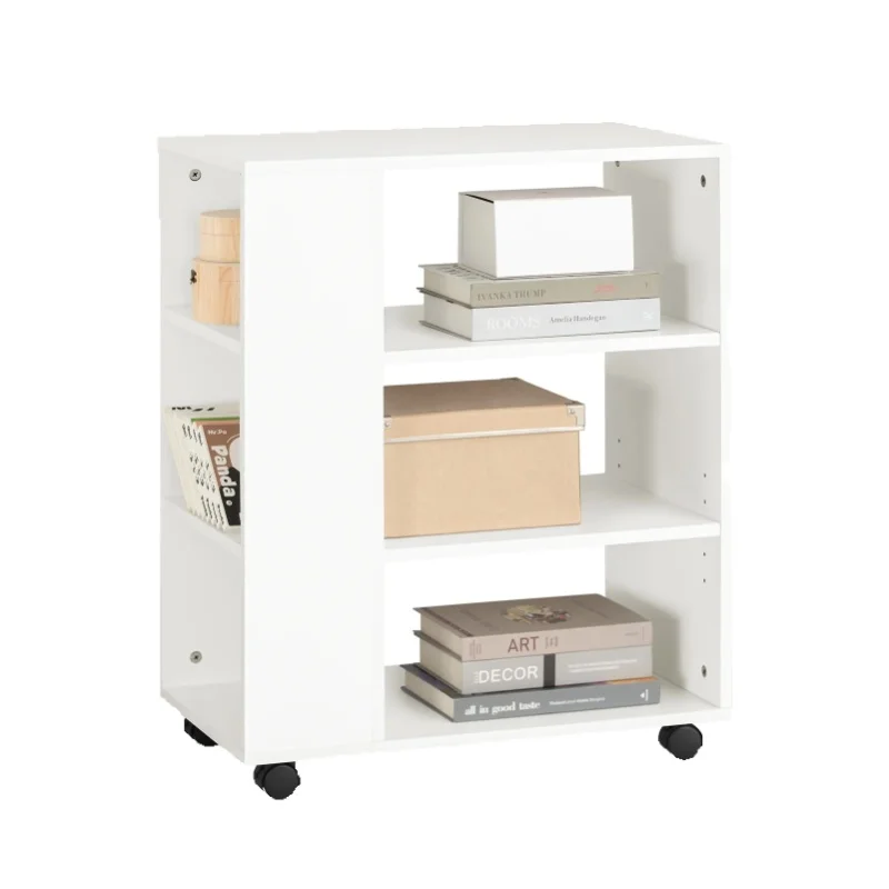 SoBuy FBT68-W Druckertisch mit 7 Ablagen Rollcontainer Bürowagen Beistellwagen Aktenwagen weiß BHT ca: 60x75x35cm
