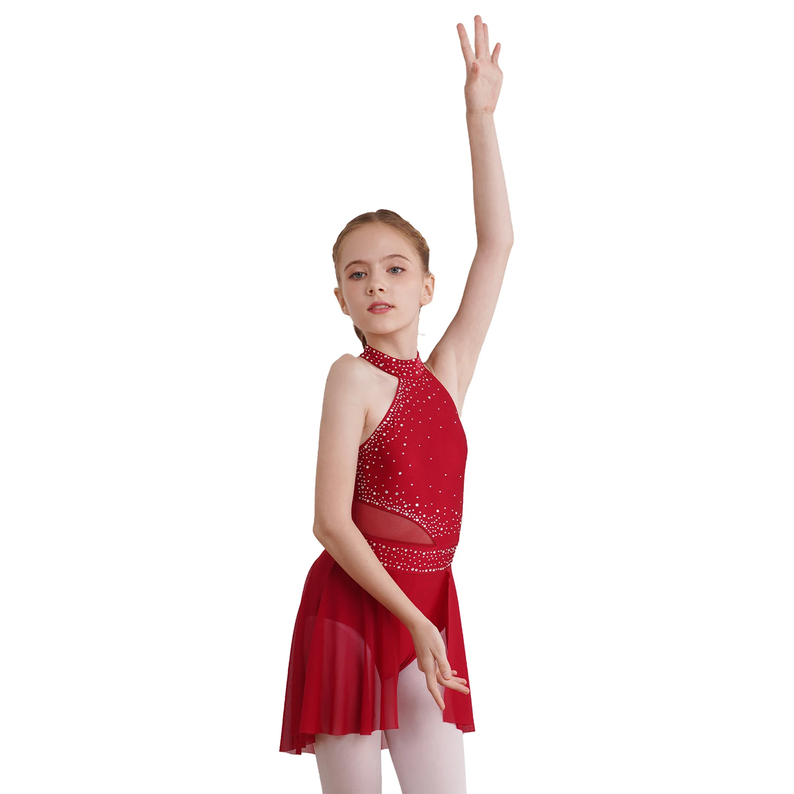 Mädchen Ballett Trikot Kleid ärmellose glänzende Strass Tanz kleidung zeitgenössische lyrische Tanz Ballerina Gymnastik Trikots