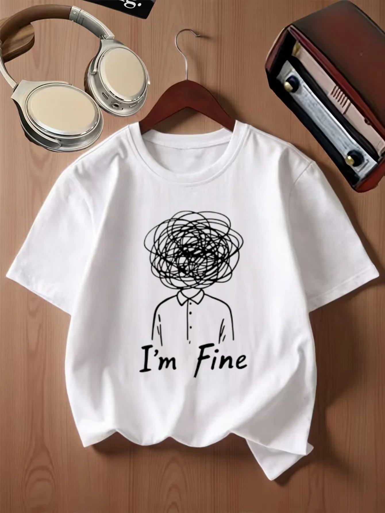 Funny Confused Tangled Lines Character Slogan Creative Print Kids T Shirt Boys Girls Family Matching Summer Crew Neck Casual Tee