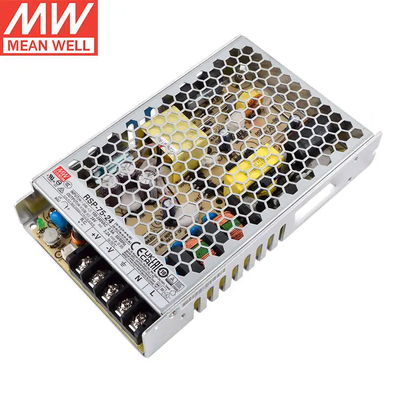 

Mean WELL RSP-75-24 24V 3.2A Single Output with PFC Function Switching Power Supply Brand New Original Authentic AC-DC