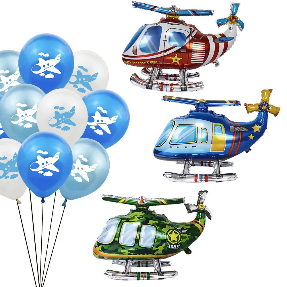 Standing Helicopter Balloon Green Blue Red Children Birthday Party Decoration Supplies Boys Surprise Gift Baby Shower Decoration