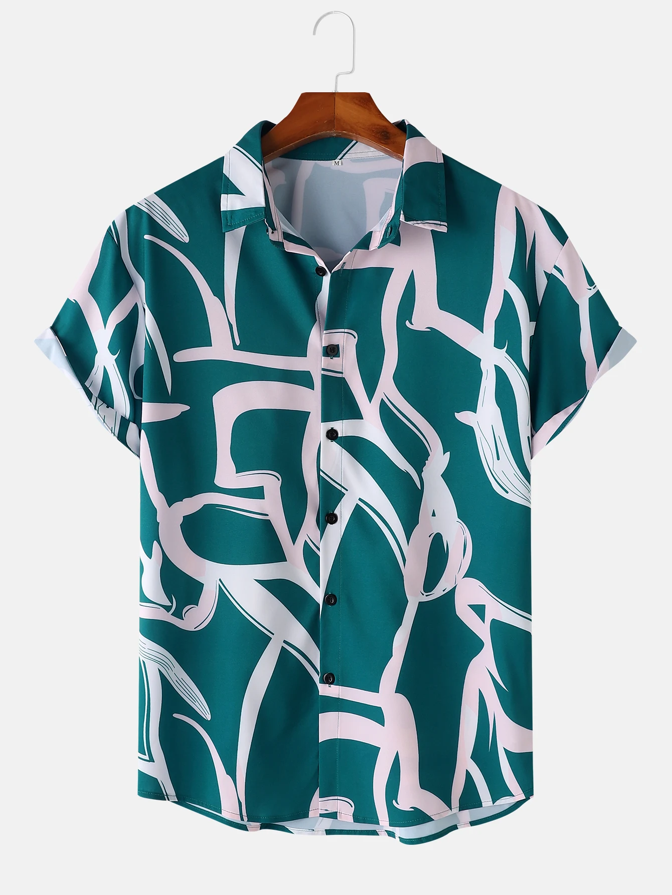 Men\'s Summer Short Sleeve Printed Shirt Thin Beach Shirt Men\'s Casual Color block shirt