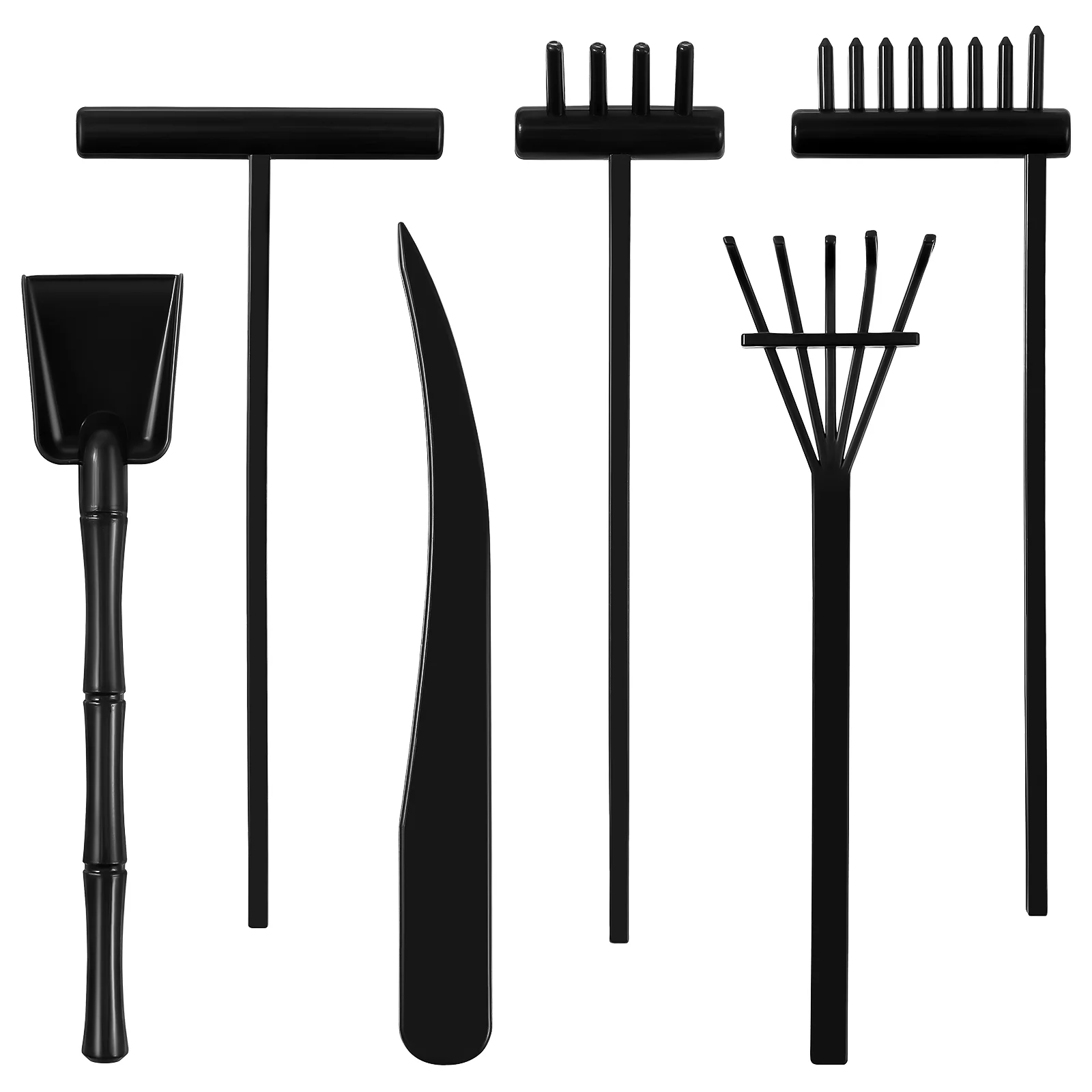 6 Pcs Sand Rake Table Tools Tiny Rakes Ornament Zen Tray Garden Kit Plastic Push