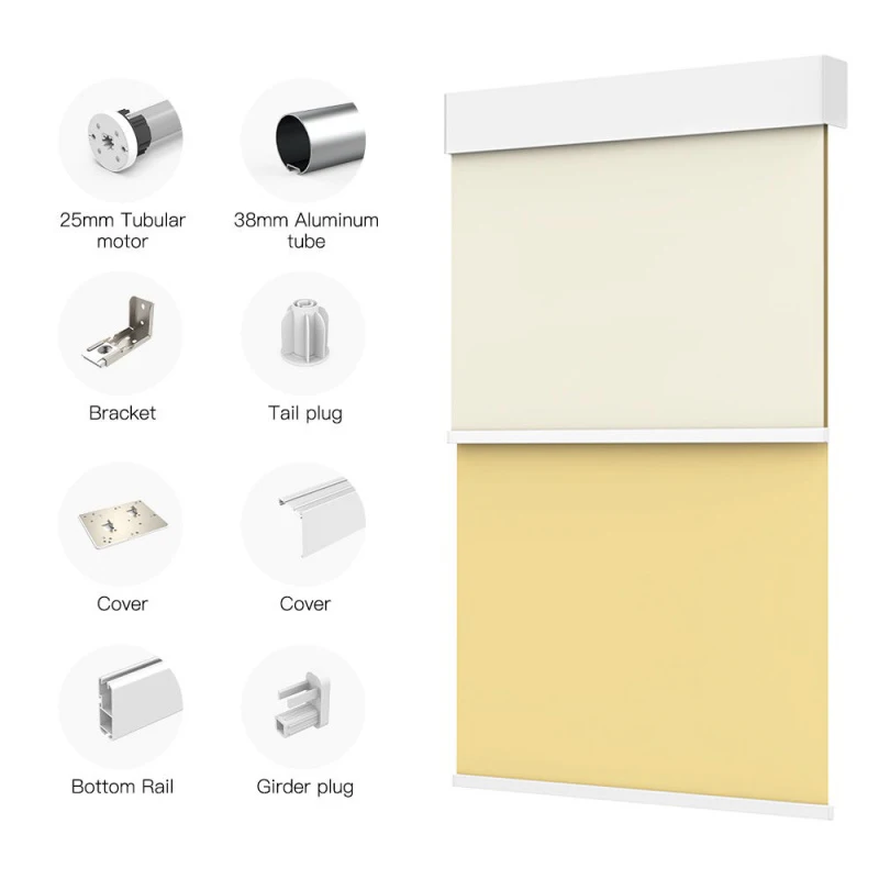 Factory Customized Shades High-end Fabric Smart App Wifi Voice Long-Range Control Motorized Dual Layer Roller Blinds For Windows view 4