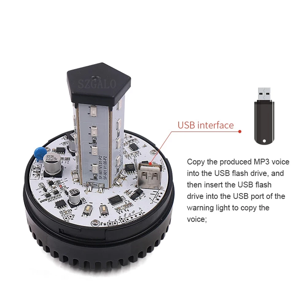 DC9~30V Car Emergency Road Rescue Safety Help Flashing Lights LED Strobe Warning Flash light Beacon Lamps Support USB Music