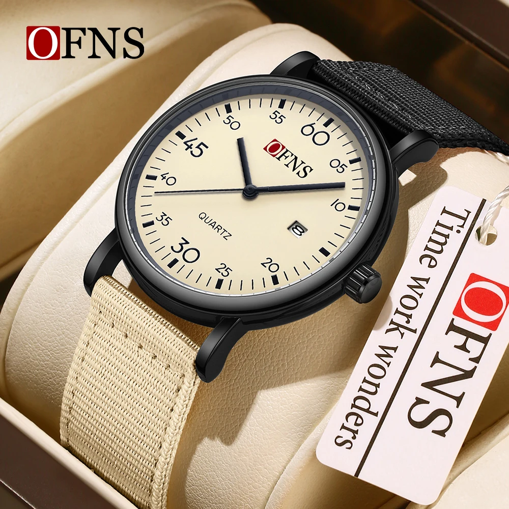 

OFNS 1593 Student Watch Calendar 3ATM Waterproof, Lightweight, Retro, Color Contrasting, Casual Fashion Male and Female Watch