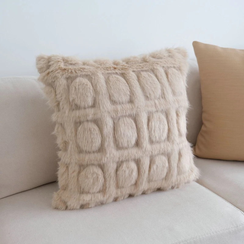 30X50/45X45/50X50CM Cream Plush Throw Pillow Cover Light Luxury Soft Waist Cushion Cover Decor Home Decorative Pillowcase