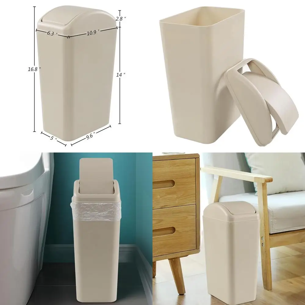 

Compact Khaki Plastic Bin for Tight Spaces: Home & Office Use