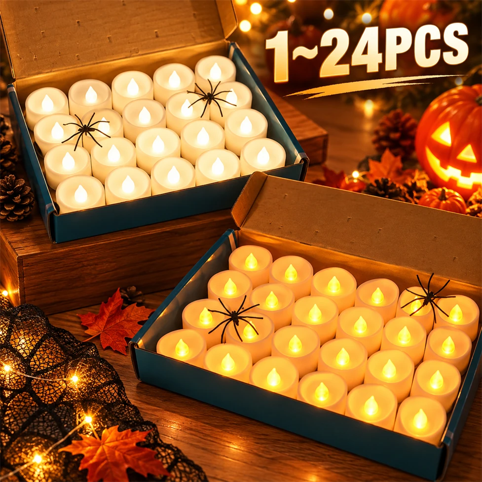 Mini 24-1PCS Flameless LED Candle Lights 2 Types Simulated Electric Candles Party Wedding Christmas Halloween Festival Lighting