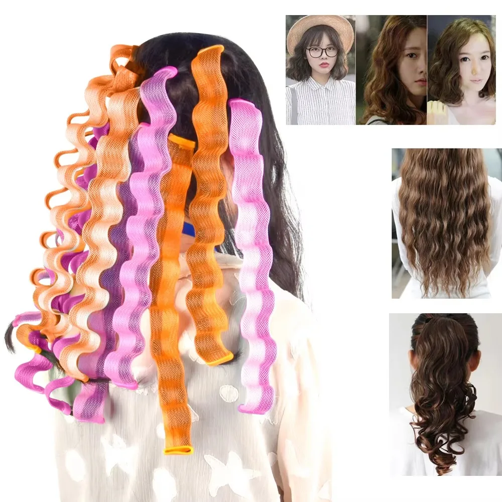 12pcs Heatless Hair Curler No Heat Hair Rollers Soft Curls Curling Rod Roller Sticks Perm Rods Wave Formers Hair Styling Tools