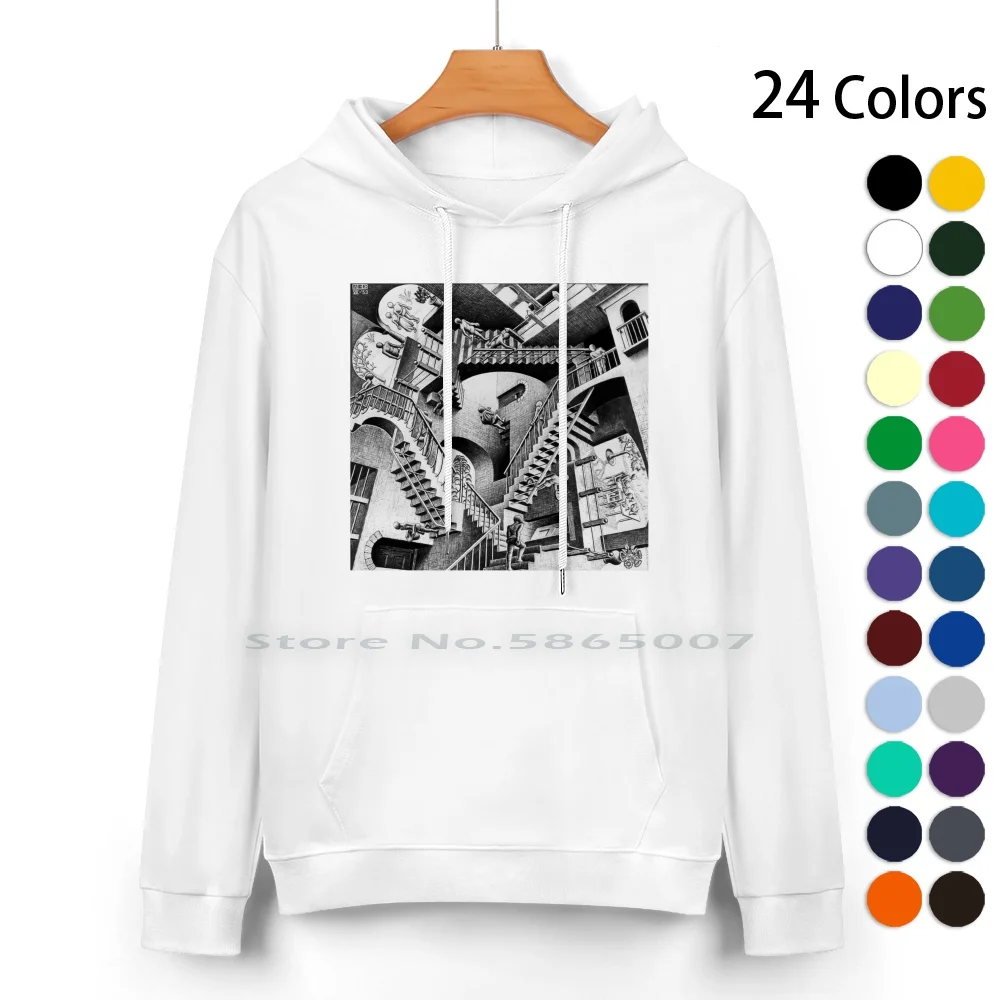 Mc Escher Relativity I 1953 Artwork Reproduction For Posters Prints Men Women Kids Pure Cotton Hoodie Sweater 24 Colors M C