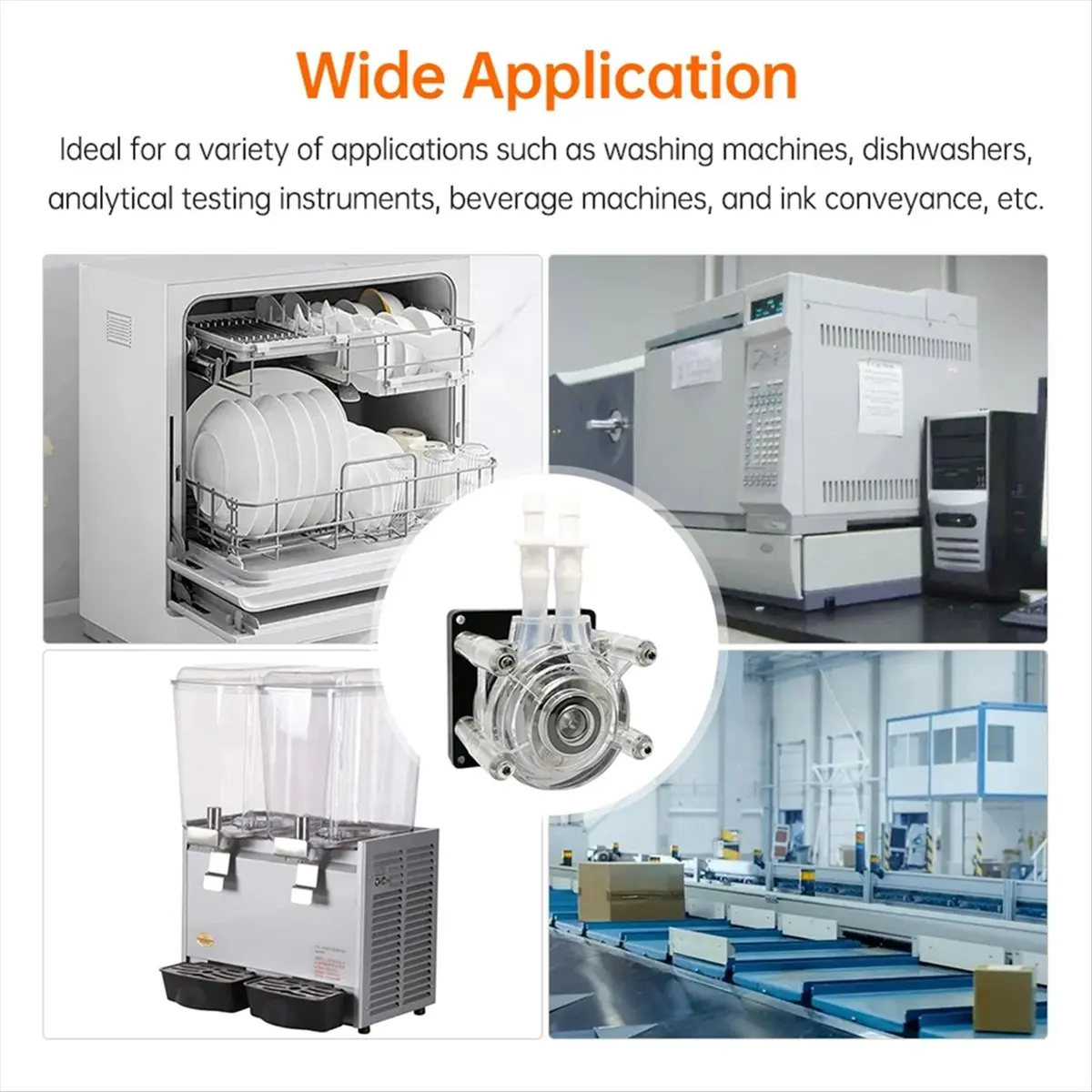 HHTL New DC 24V Peristaltic Pump Large Flowrate Liquid Dosing Pump 3000ml/Min 3 Rollers with PHARMED Tube