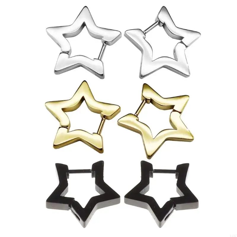 L5YC Pentagram Star Ear Jewelry Fashion Piercing Pendientes Regalo cumpleaños