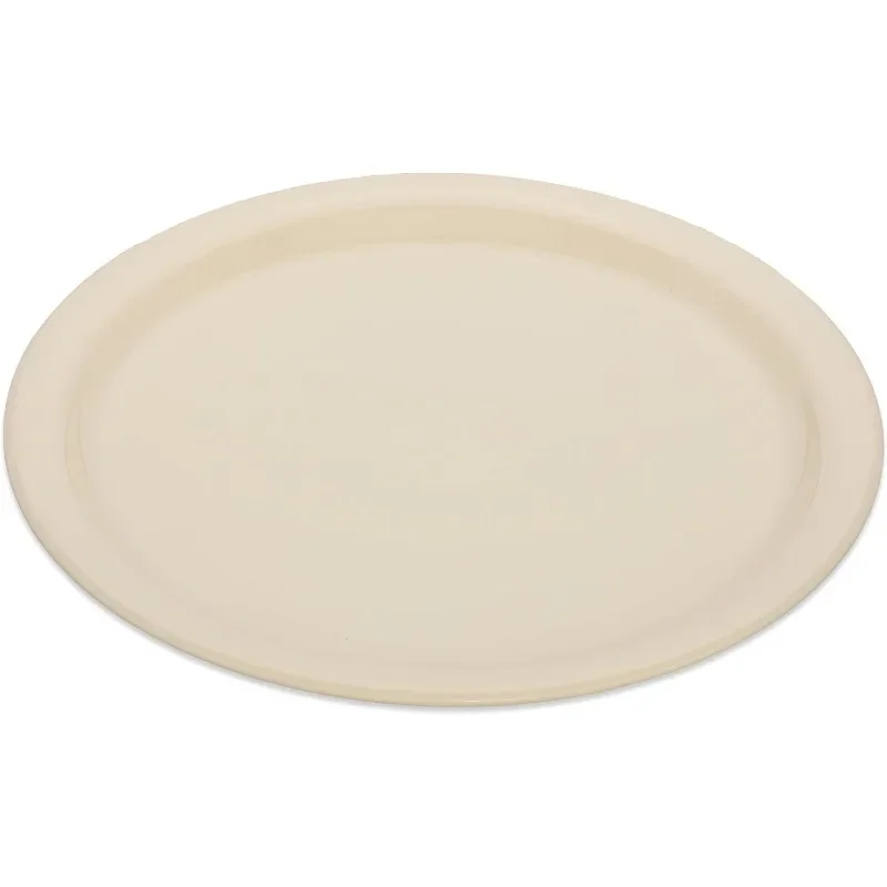 Kingline Reusable Plastic Plate Dinner Plate for Home and Restaurant, Melamine, 9 Inches, Tan, (Pack of 48)