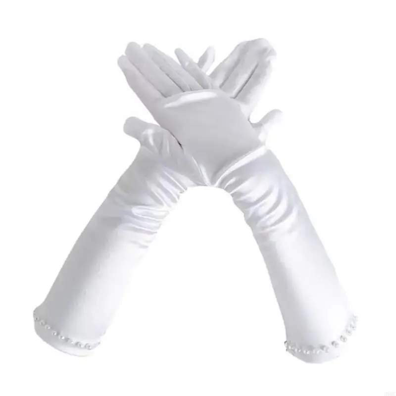 

39BC White Gloves Girls Boys Cosplay Costume Dress Gloves Wrist Gloves for Party