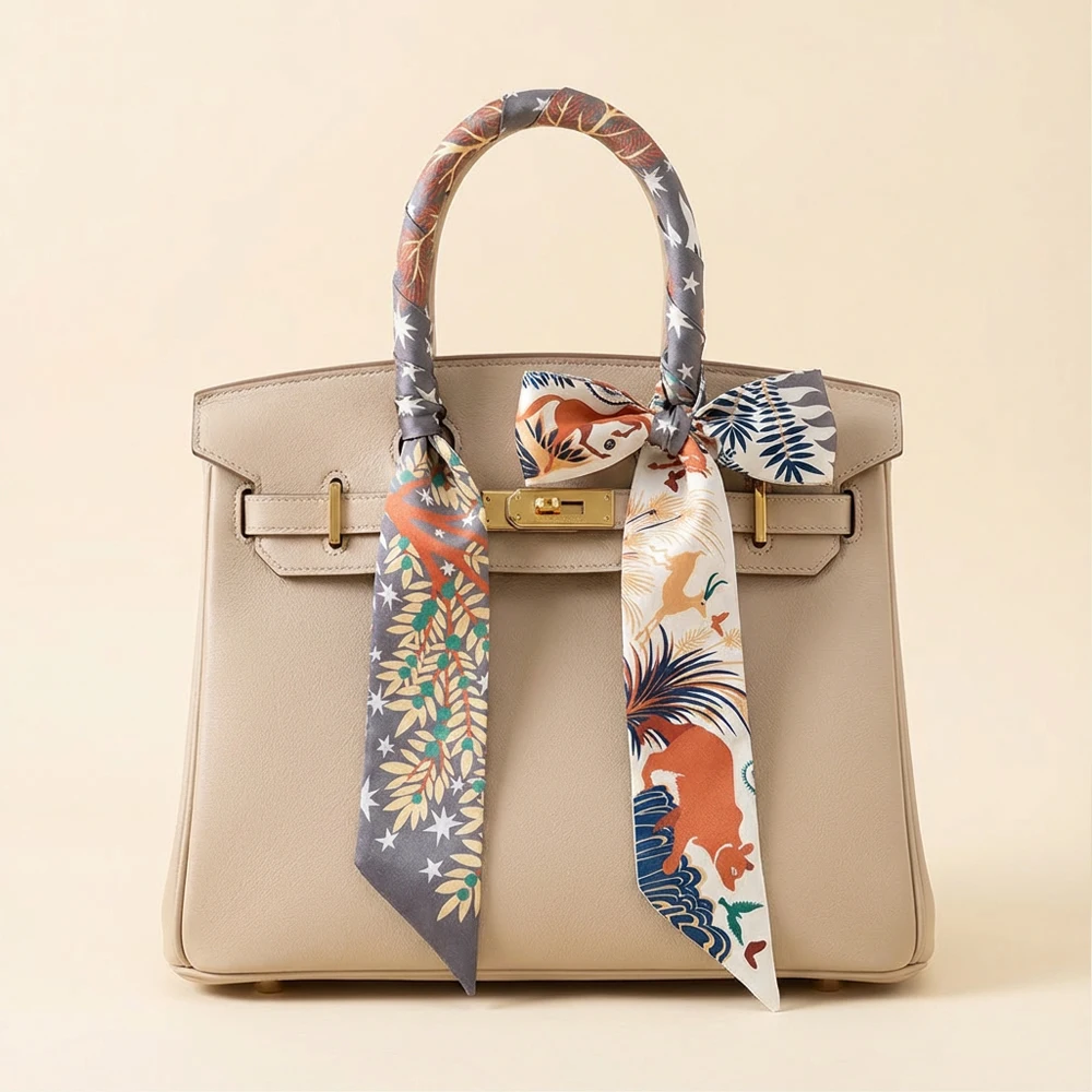 Sommer Frauen Dschungel Tier Druck Satin Band 90 cm Haar Schal Hals Wrap Tasche Gürtel Geschenk Dekoration – Detail 5