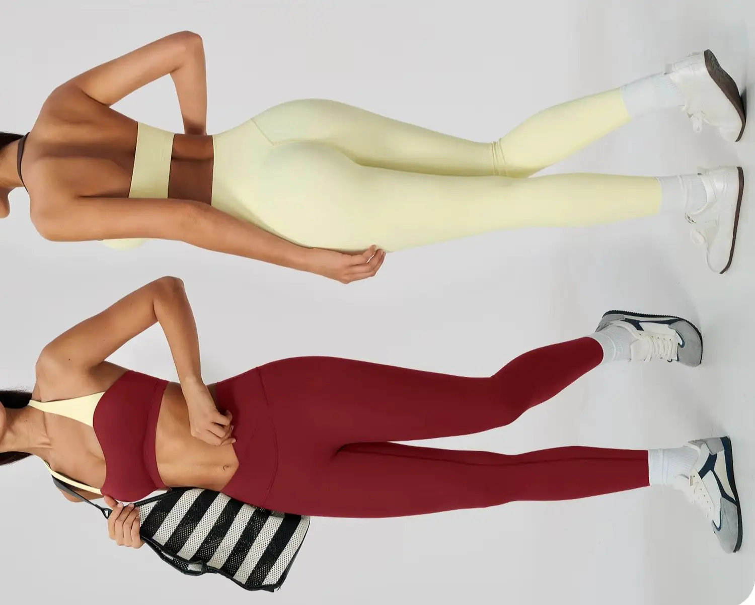 2 in 1 Yoga Outfit for Women Color Block Halter Neck Sports Bra & Crossover High Waist Leggings Squat Proof Pilates Workout Suit