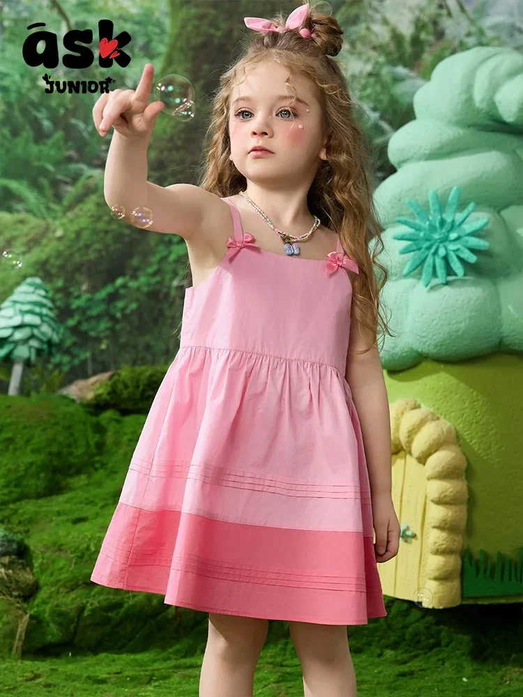 فستان صيفي للأميرة بحمالات متطابقة الألوان للفتيات الصغيرات من ASK #4