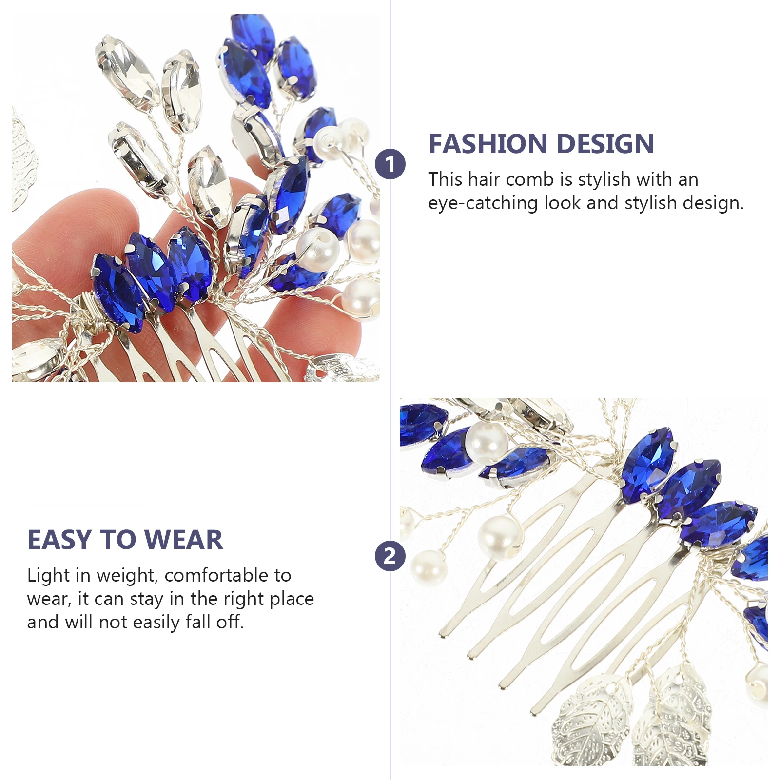 

2 pcs Hair Comb Wedding Bride Accessories Durable Rhinestone Bridal Side Combs Matching Evening Outfits