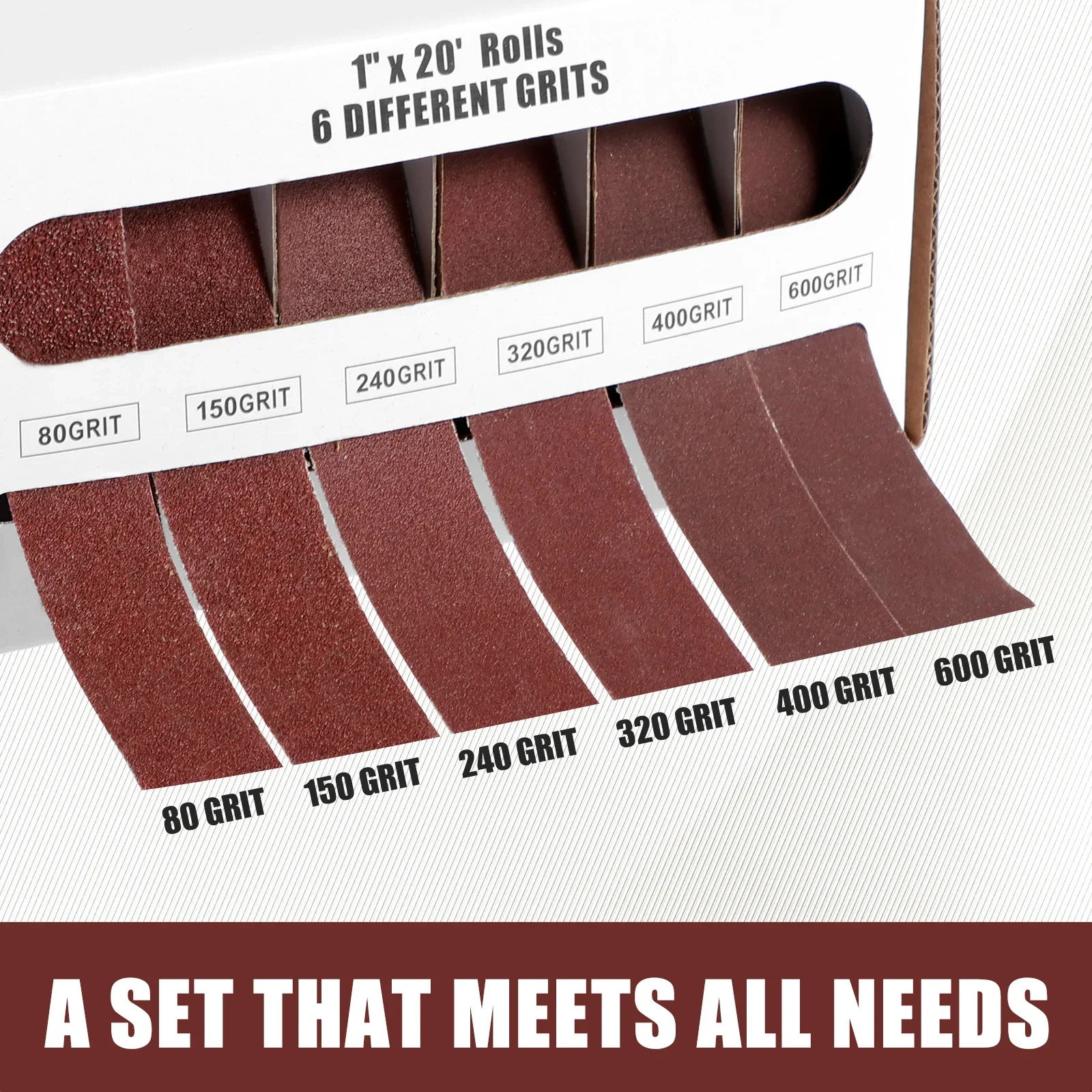 6PCS Roll Grits Sandpaper 80/150/240/320/400/600 Grit Abrasive Sand Paper Emery Cloth Sanding Abrasive Sheets for Polishing