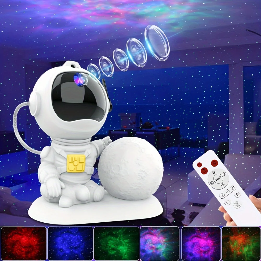 Novelty Dimmable Astronaut Star Projector Color Changing Moon USB Power LED Night Light for Bedroom Gaming Decor Birthday Gift