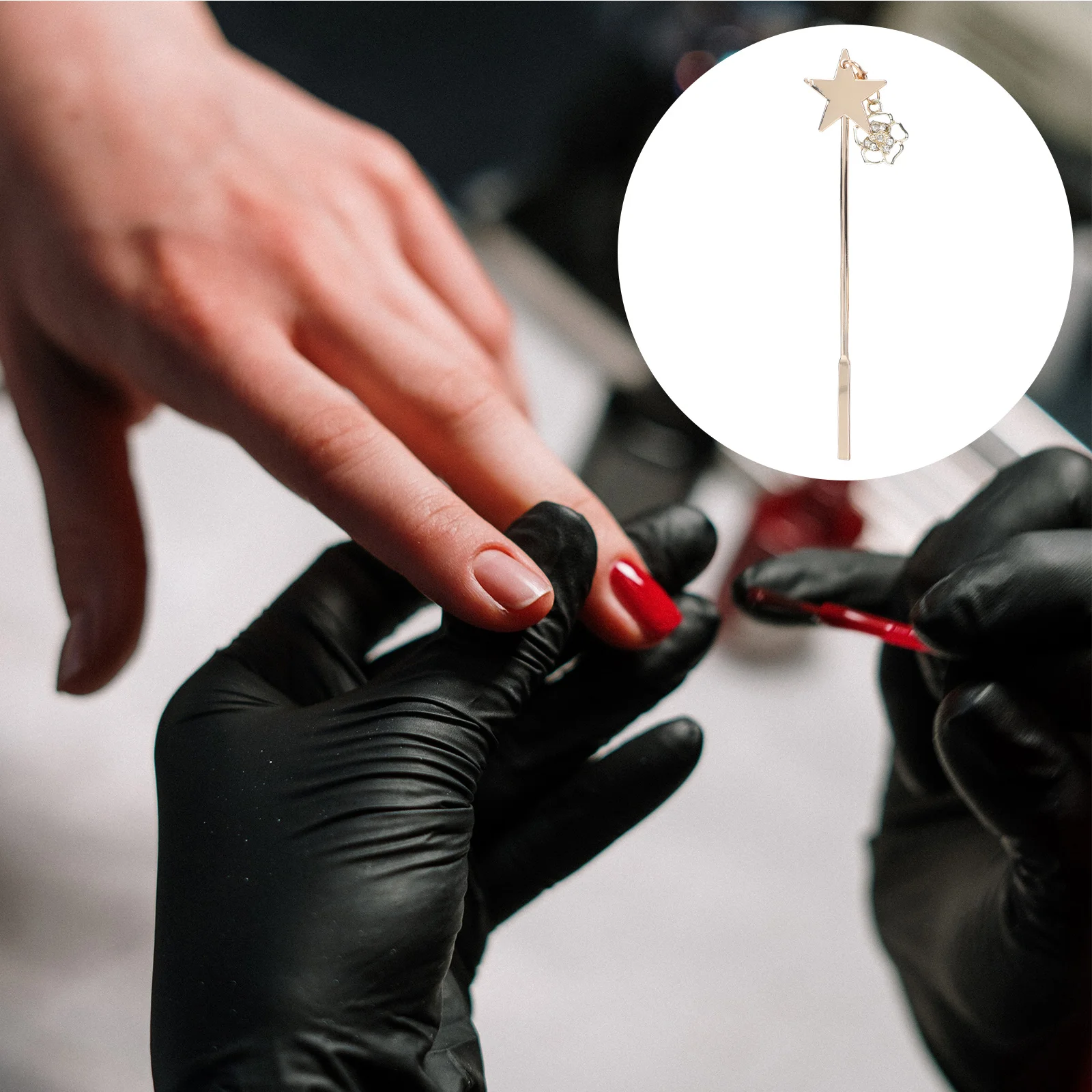 

Rose Pendant Alloy Crystal Stirring Rod Gel Mixing Tools Nail Art Glue Stick Manicure Supply Compact Size For Salon Use