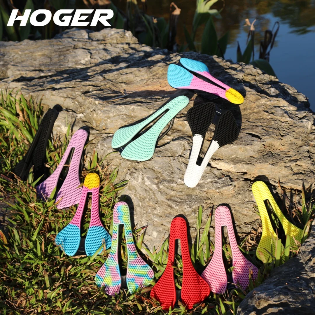 سرج دراجة الطريق HOGER MTB على شكل قرص العسل قابل للتنفس، خفيف الوزن، متين، مقاوم للاهتراء، مقعد ركوب نهائي مطبوع ثلاثي الأبعاد مماثل