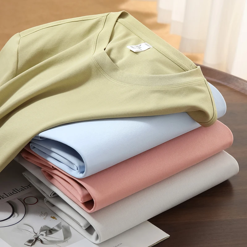 

Liquid Ammonia Cotton Fabric Basic Tees Good Quality Summer 2026 Men & Women Breathable Cotton Tops Short Sleeve Solid t-shirts
