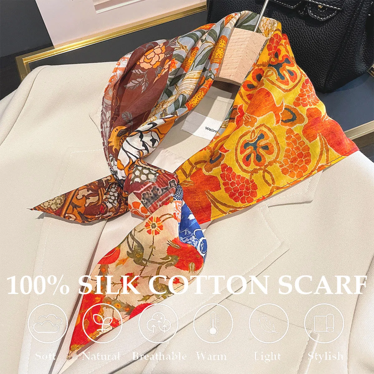 

Женский новый 100% натуральный шелковый шарф, модный шарф для волос, шелковый атласный шейный платок, женские галстуки, повязка на голову, украшение для волос, бандана, шарфы