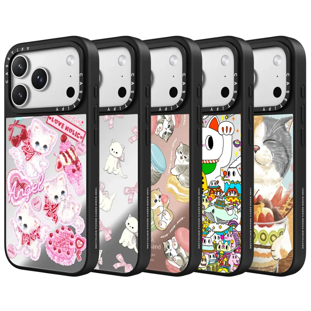 Fundas CASETiFY Serie Kitten con Diseño de Gato de la Suerte en Colores Macaron para iPhone 17 16 15 14 13 Pro Max Plus Air, Cubierta Protectora Magnética