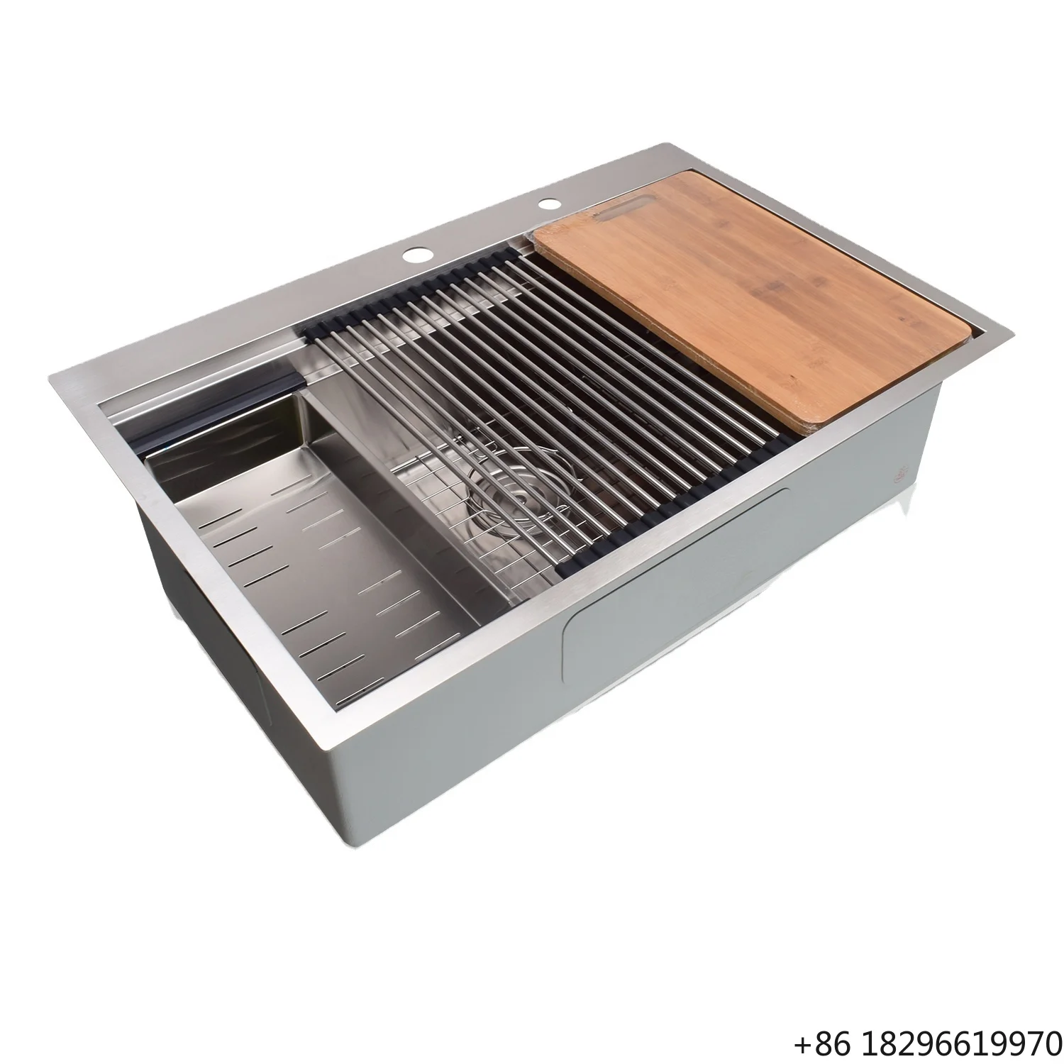 Modern Stainless Steel 304 Single Bowl Kitchen Sink Handmade with Nano Surface Treatment Four Holes Faucet Not Included