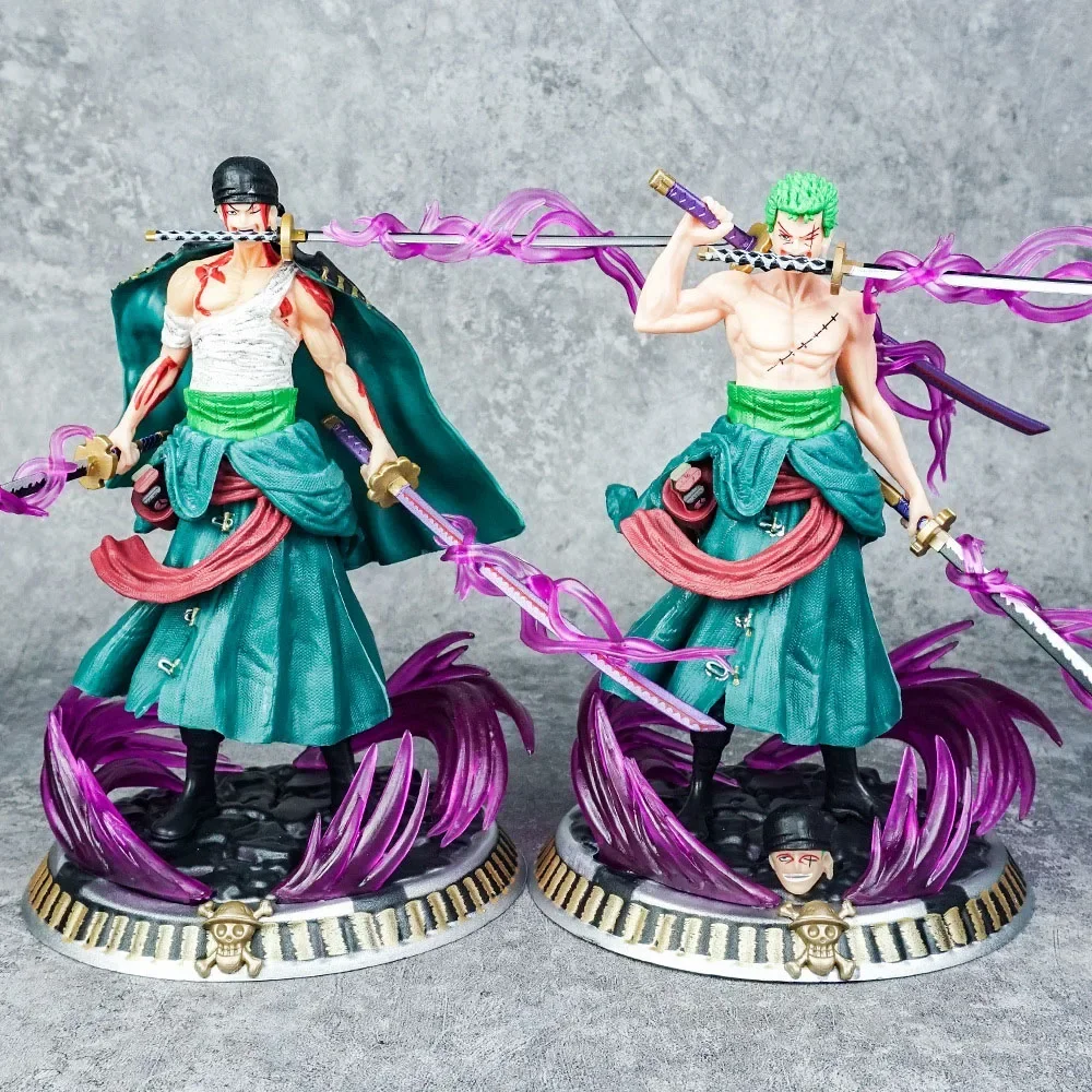 Anime One Piece 20CM GK Roronoa Zoro Three-Knife Fighting Skill Desktop Decorations PVC Model Toys Nice Birthday Christmas Gifts