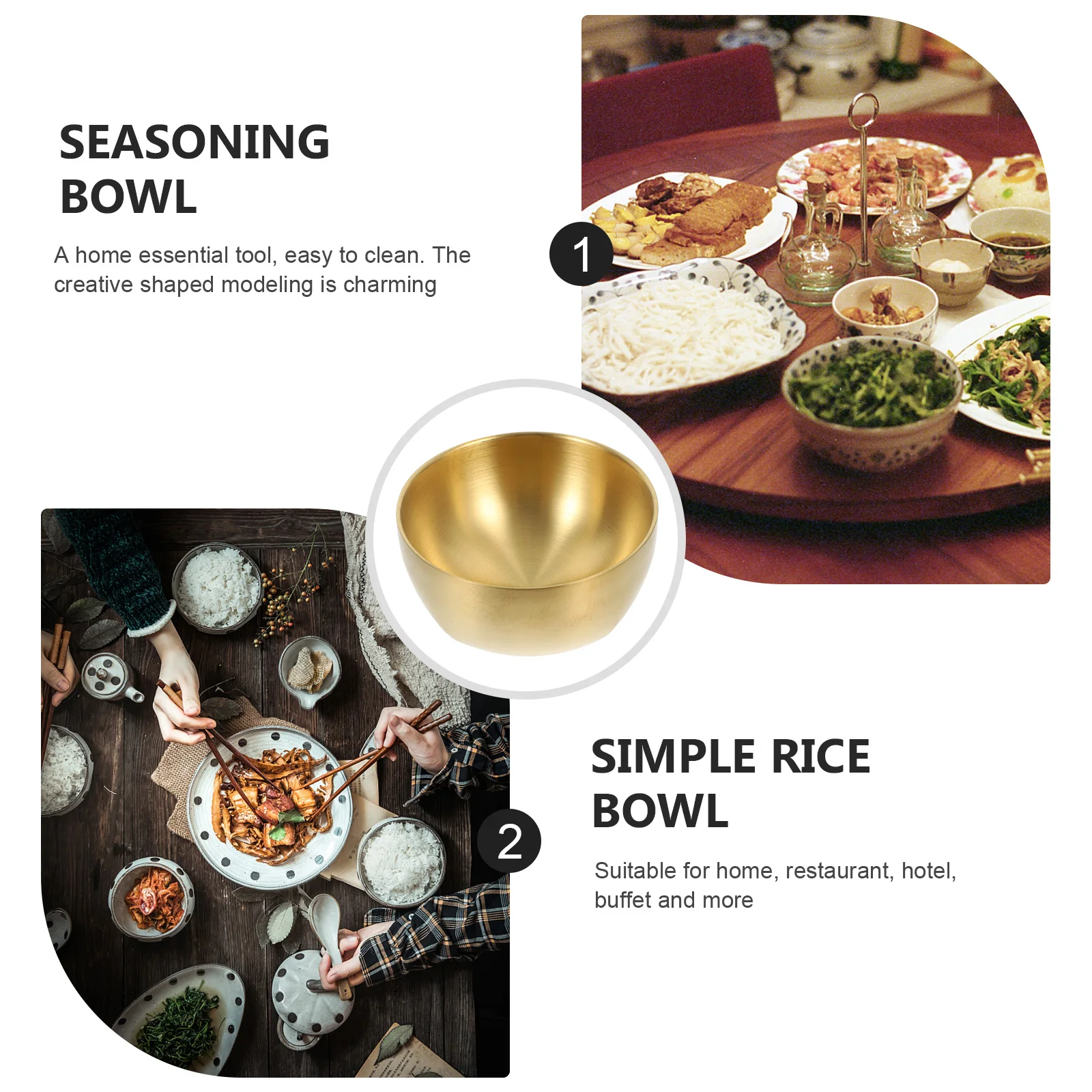 

Double Layer Heat-Resistant Stainless Steel Rice Bowl Korean Style Smooth Touch Practical Multi-Function Soup Salad Bowl Kitchen
