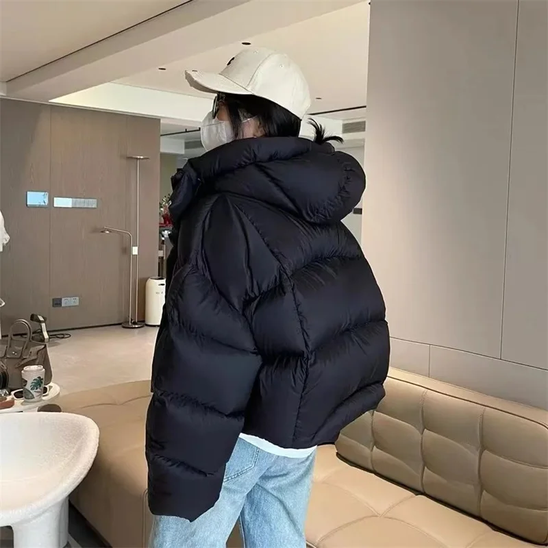 2025 New Women Winter Jacket Hooded Cotton Padded Coat Loose Warm Thicken Parka Fluffy Overcoat Snow Wear Outwear