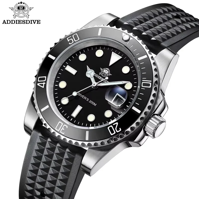 ADDIESDIVE NEW Luxury Stainless Steel Men's Quartz Watch 200M Waterproof Super Luminous Watches Hot selling Outdoor reloj hombre