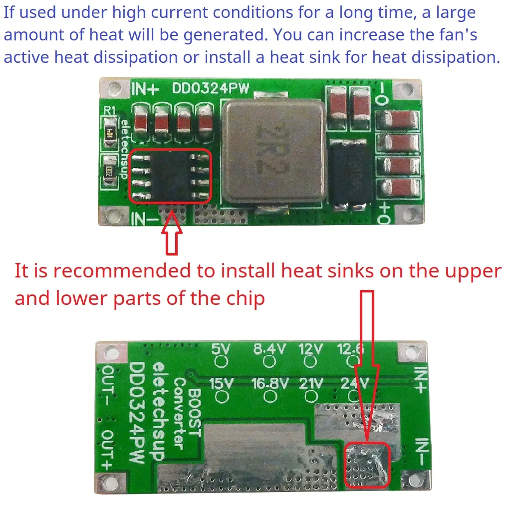 3.7V 4.2V 5V To 8.4V 12.6V 16.8V 21V 12V 15V 24V Step-Up Voltage Regulator 8A Mini Size High-power DC DC Boost Converter