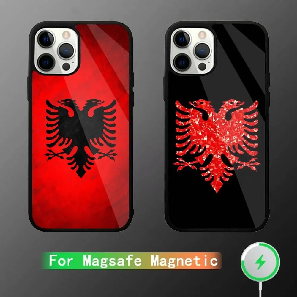 

Albanian Skenderbeu Flag Phone Case For iPhone 16,15,14,13,12,11,Pro,Max,Plus,Mini,SE New Magsafe Magnetic Wireless Charging