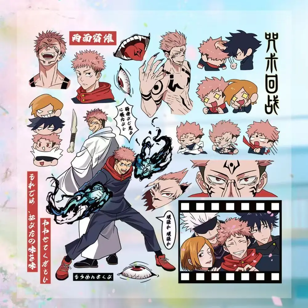 Anime Jujutsu Kaisen Sukuna Yuji Gojo 3D Embossed Stickers Raised Texture DIY Decals Laptop Water Bottle Phone Case Decor 1Sheet