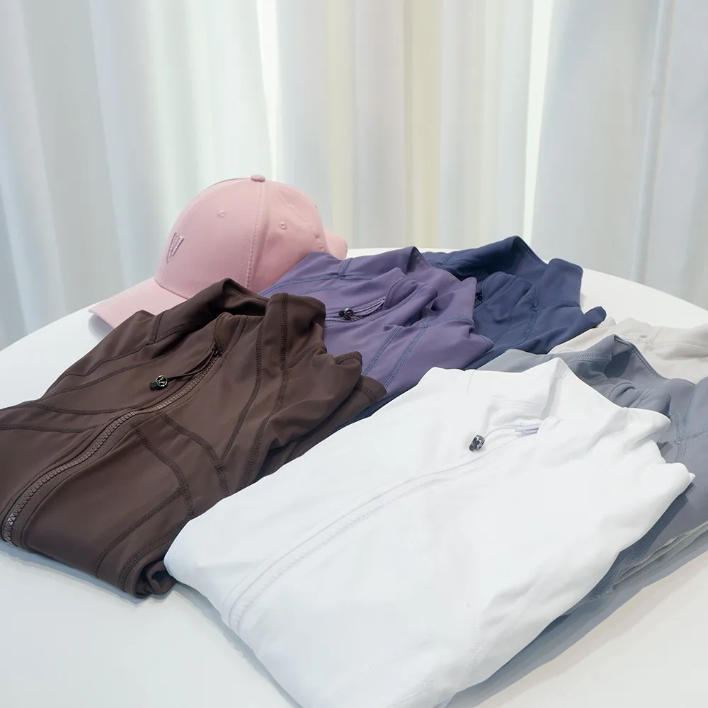 Damen-Stehkragenjacke mit Reißverschluss, Hautfreundliches Gefühl, Hohe Dehnbarkeit, Feuchtigkeitsaufnahme und Schweißableitung, Schlanke Passform – Detail 14