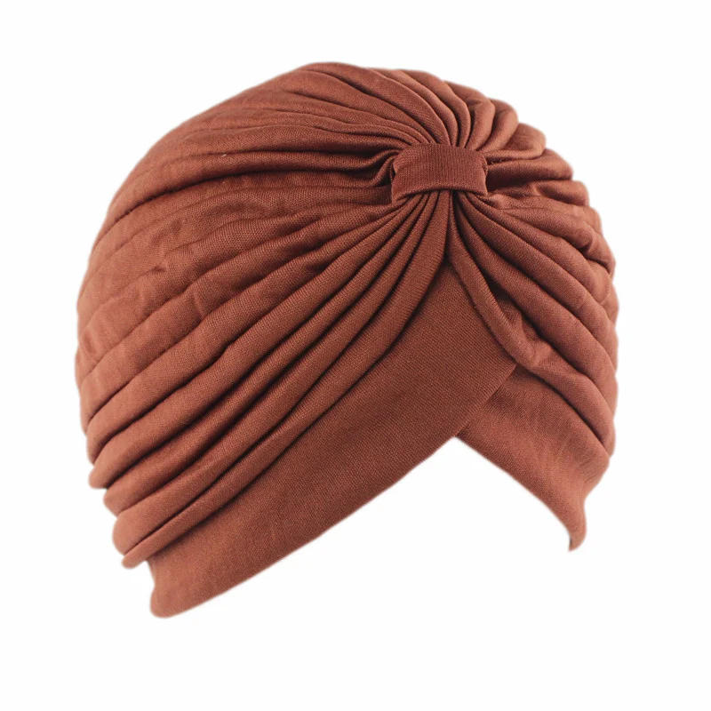 Twist Turban Caps Mode Frauen Knoten Muslimischen Hijab Indischen Hut Männer Casual Einfarbig Einfache Kopftuch Chemo Krebs Hut Wrap Kopf