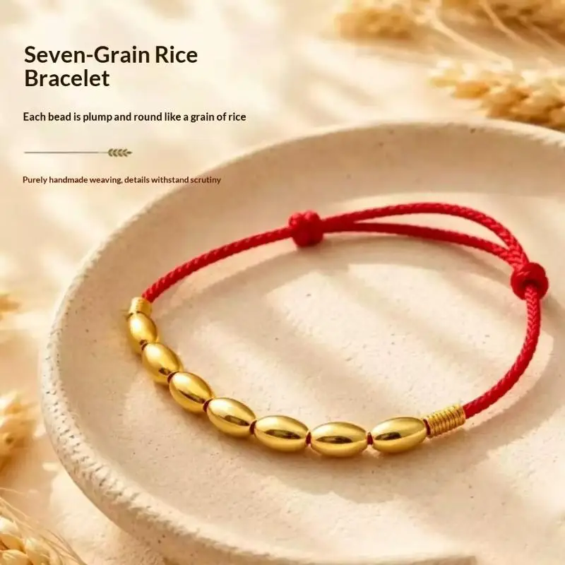 Waterproof Waterproof Red Rope Gold Rice Bead Bracelet Adjustable Lucky Charm Jewelry for Outdoor Activities - Aliexpress Deal