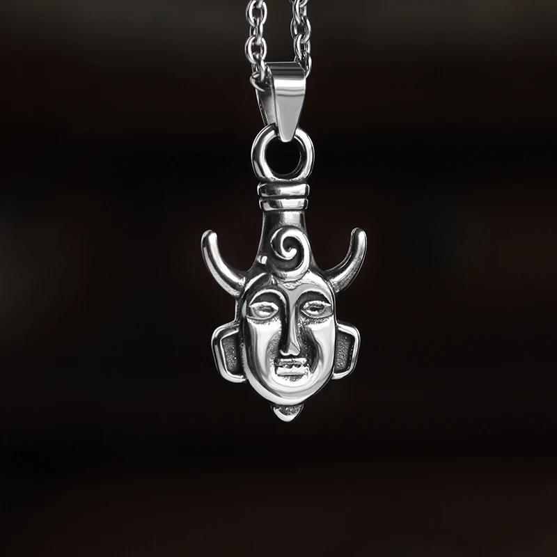 316L Stainless Steel Super Natural Retro Face Pendant Necklace Dean The bull-headed mask Talisman Movie Jewelry For Man Gift