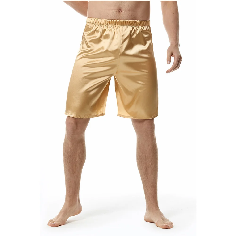 New Gold Silk Satin Sleep Pajama Short Pants Men Casual Smooth Comfortable Relaxed House PJs Sleep Bottoms Mens Lounge Underwear